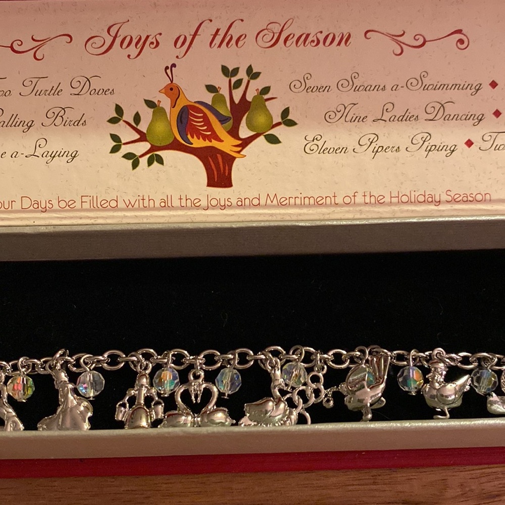 12 Days of Christmas Charm Bracelet - Sterling Silver Finish